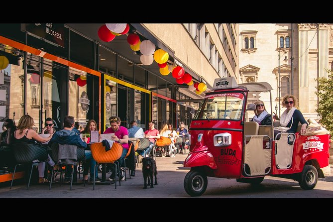 Budapest Private Tuk Tuk Tour with Wine Tasting and Cheese Platter - Kálvin tér, bridges, and Margaret Island photo time